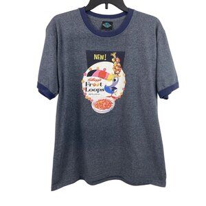 Kellogg's Froot Loops Shirt Mens Large Blue Toucan Sam Graphic Tee Cereal Mascot